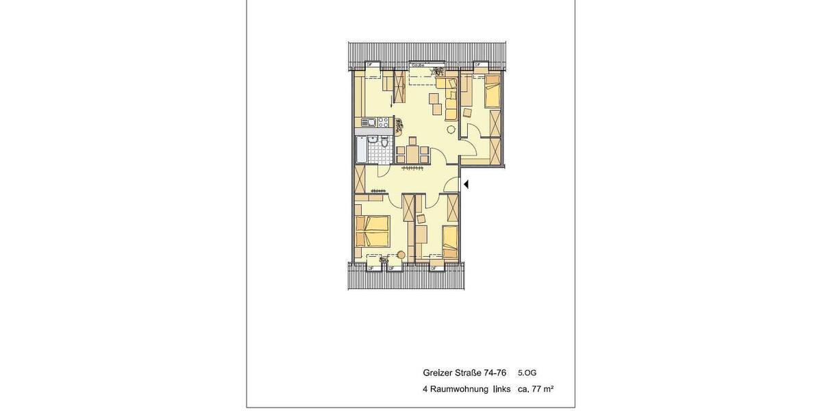Etagenwohnung Gera Innenstadt - 4 Zimmer, 76 m&sup2;, 425&euro; | Angebot:26916693