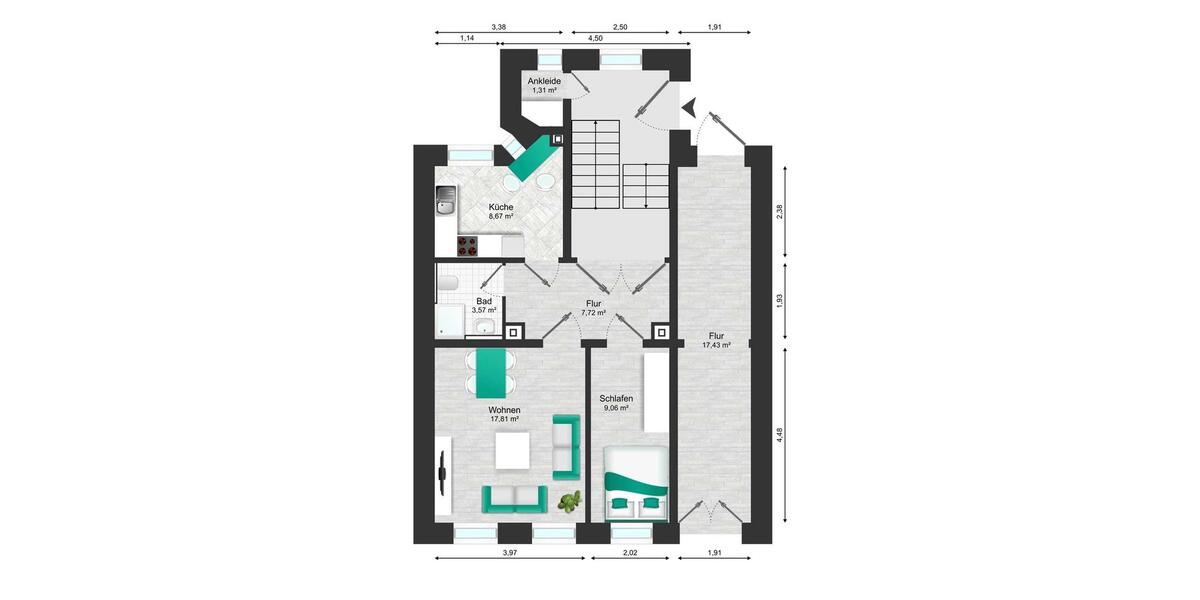 Etagenwohnung Gera Alt-Bieblach - 2 Zimmer, 47 m&sup2;, 295&euro; | Angebot:26645931