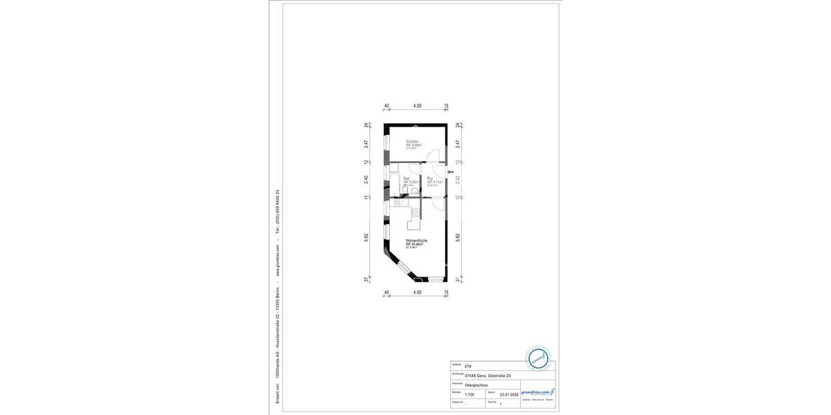 Etagenwohnung Gera Debschwitz - 2 Zimmer, 39 m&sup2;, 315&euro; | Angebot:25378002
