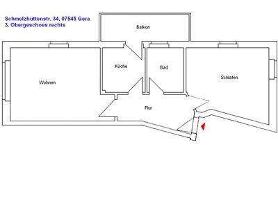 Etagenwohnung Gera Innenstadt - 2 Zimmer, 58 m&sup2;, 340&euro; | Angebot:26585905