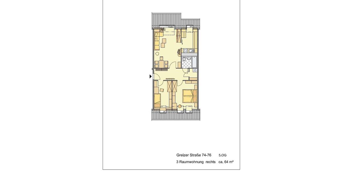 Dachgeschoßwohnung Gera - 3 Zimmer, 64 m&sup2;, 365&euro; | Angebot:25417613
