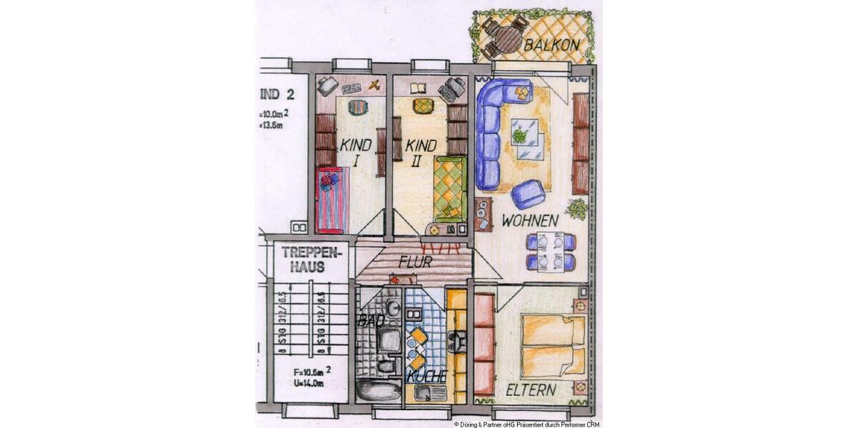 Balkon, PKW-Stellplatz und fairer Preis --- 4-Raum-Whg. im Hochparterre ! 4 zimmer