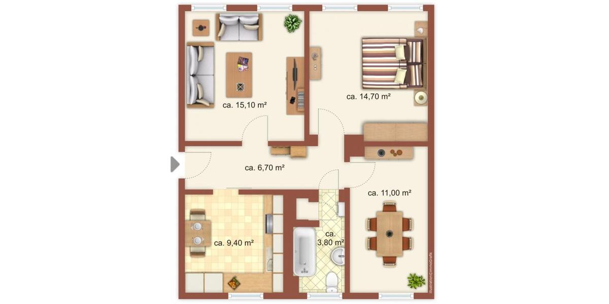 3-Raum-Wohnung mit Balkon zu vermieten! 3 zimmer