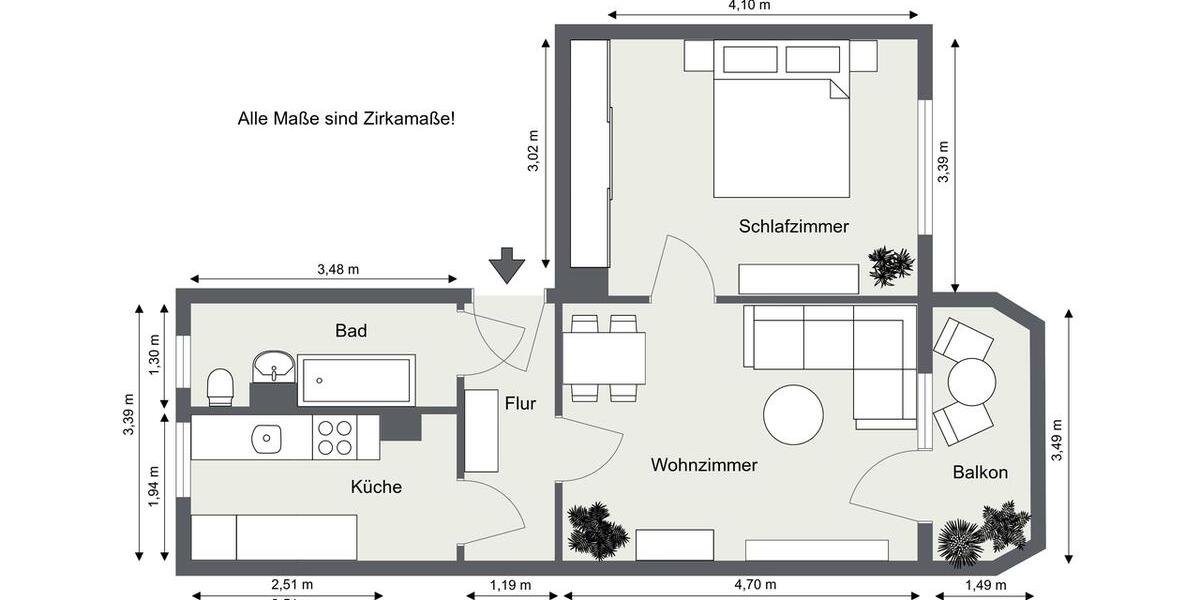 Etagenwohnung Gera Alt-Taubenpreskeln - 2 Zimmer, 49 m&sup2;, 318&euro; | Angebot:26672954