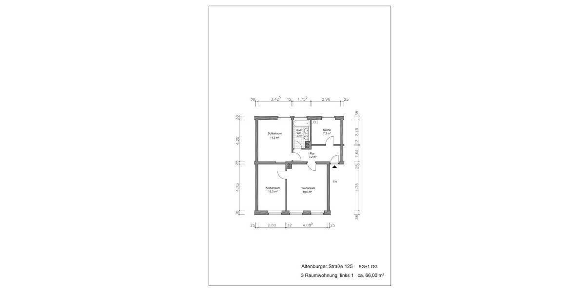 Etagenwohnung Gera Ostviertel - 3 Zimmer, 64 m&sup2;, 375&euro; | Angebot:26820375
