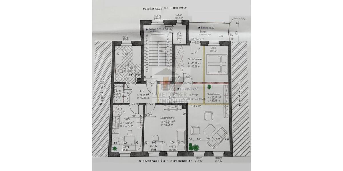 Moderne 3 Raum-Wohnung mit stylischem Bad mit Fenster, Dusche und Wanne. 3 zimmer