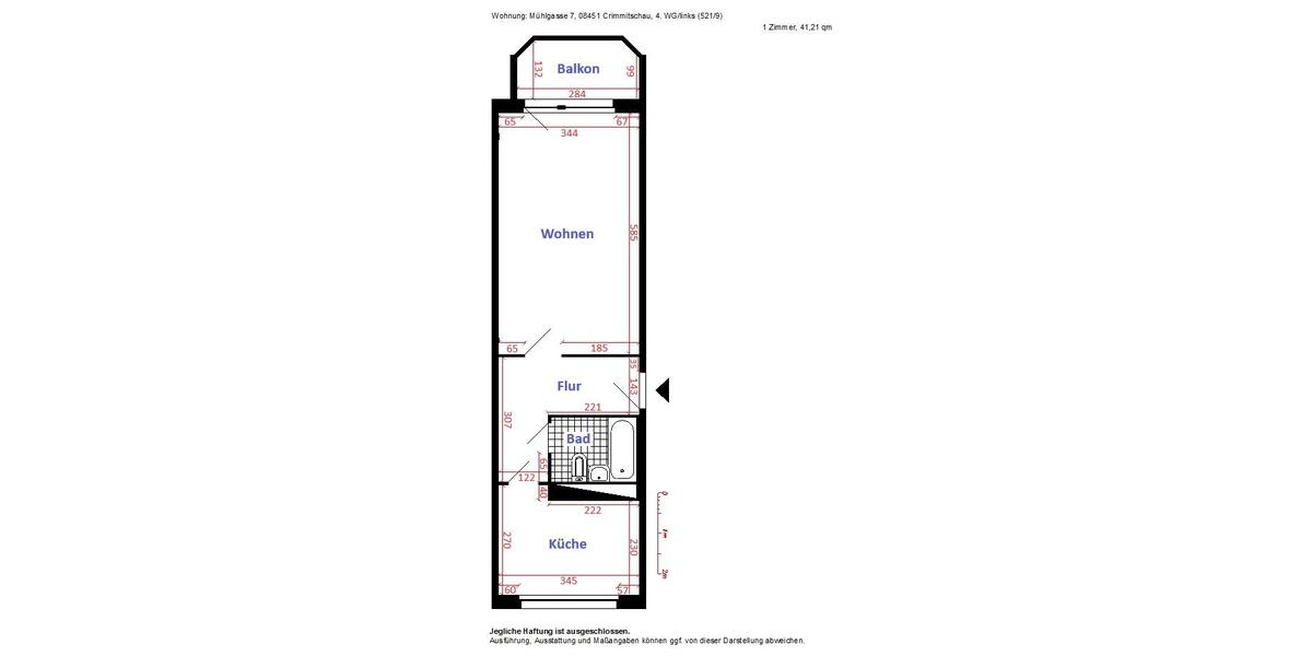 Etagenwohnung Crimmitschau - 1 Zimmer, 41 m&sup2;, 281&euro; | Angebot:15802013