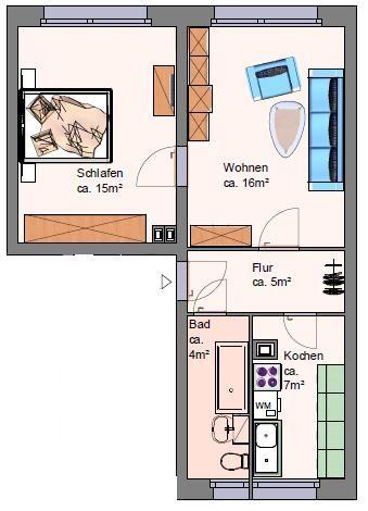 Etagenwohnung Meuselwitz - 2 Zimmer, 47 m&sup2;, 280&euro; | Angebot:26143772