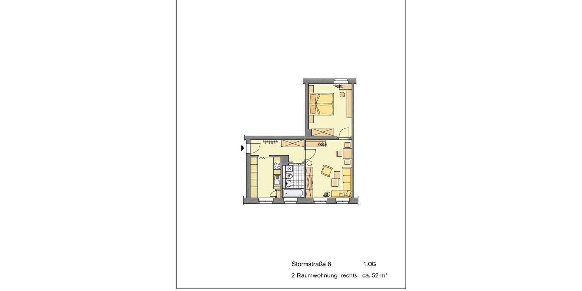 Etagenwohnung Gera Alt-Taubenpreskeln - 2 Zimmer, 54 m&sup2;, 280&euro; | Angebot:26235279