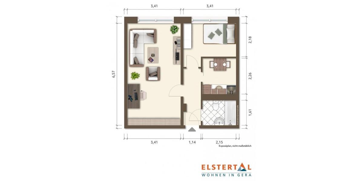 Etagenwohnung Gera Debschwitz - 2 Zimmer, 45 m&sup2;, 340&euro; | Angebot:25379313