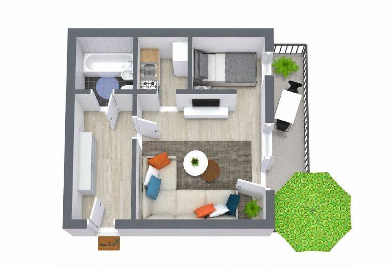 Etagenwohnung Gera Lusan - 1 Zimmer, 34 m&sup2;, 220&euro; | Angebot:26015123