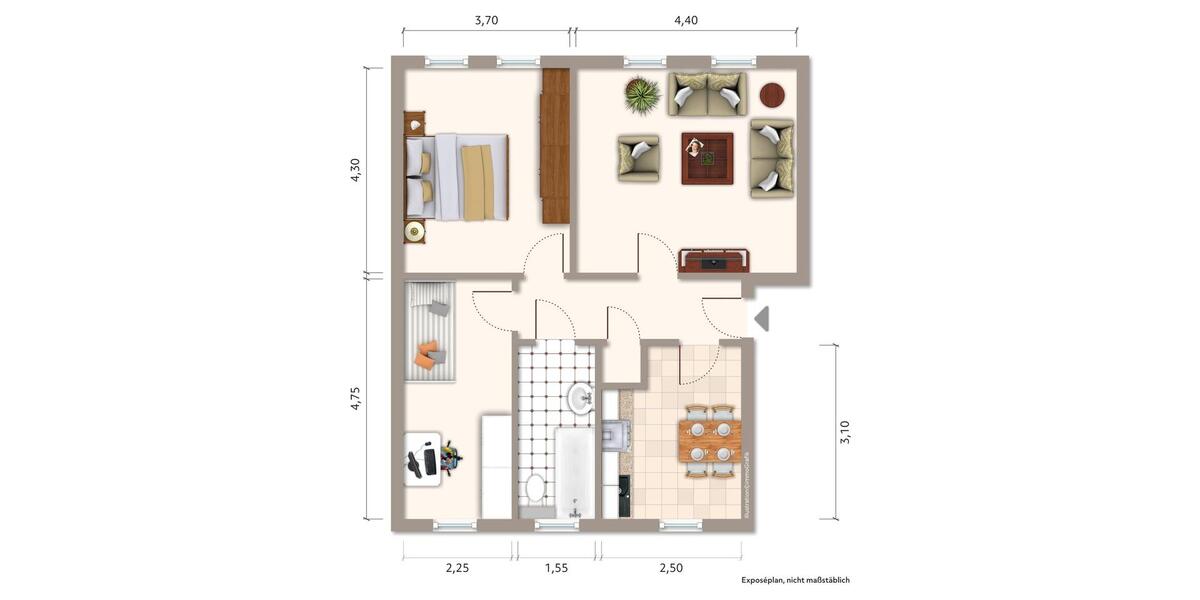Etagenwohnung Ronneburg - 3 Zimmer, 66 m&sup2;, 348&euro; | Angebot:26262226