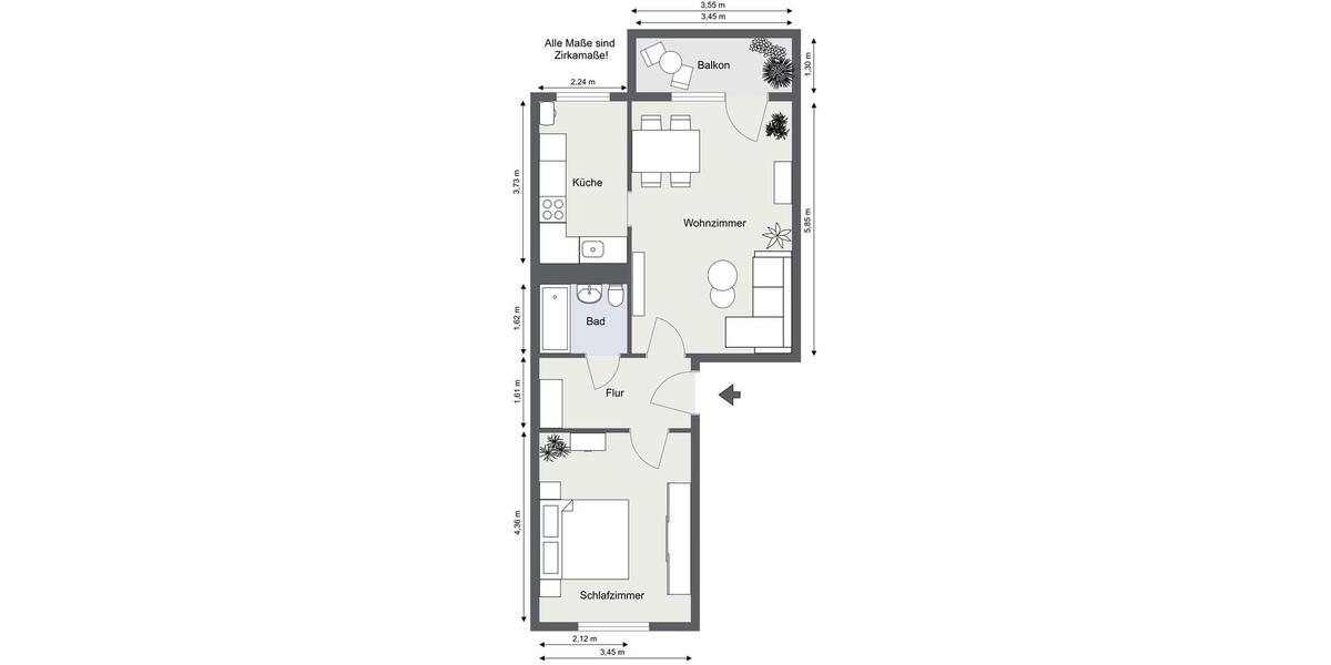 Etagenwohnung Gera Lusan - 2 Zimmer, 54 m&sup2;, 352&euro; | Angebot:26672952