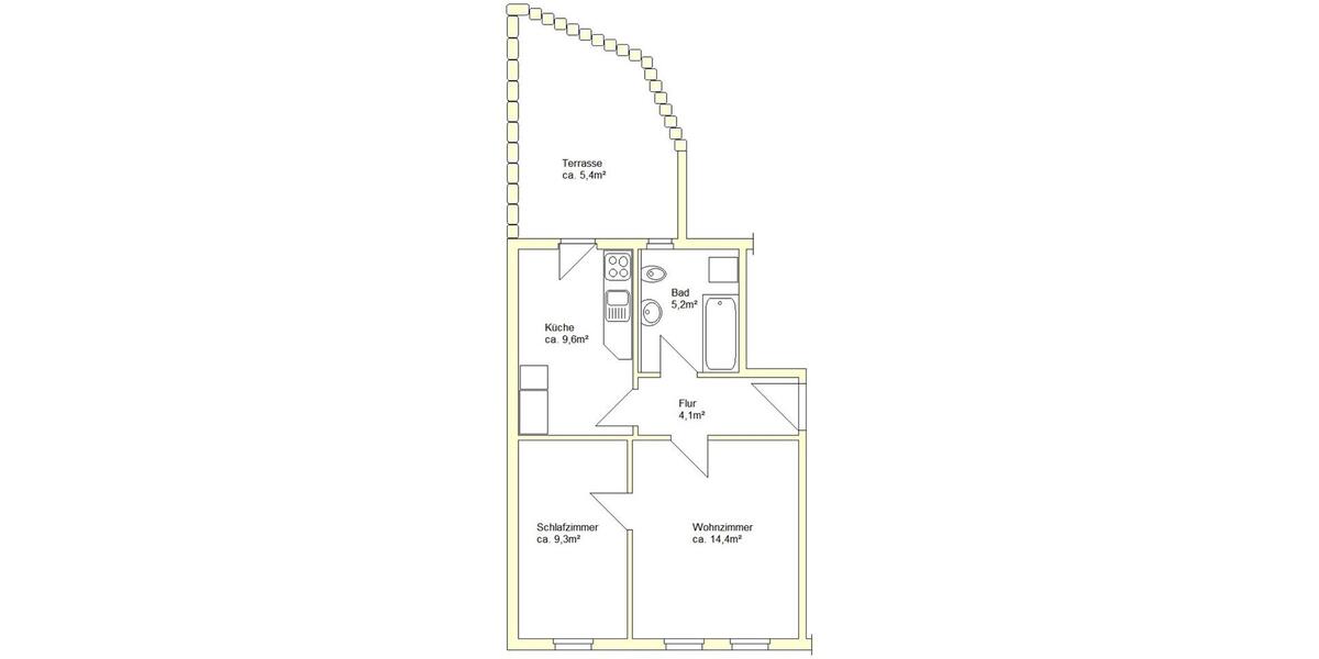 Erdgeschoßwohnung Altenburg - 2 Zimmer, 43 m&sup2;, 42.000&euro; | Angebot:24796380