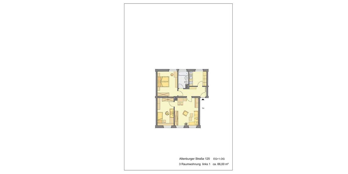 Etagenwohnung Gera Ostviertel - 3 Zimmer, 64 m&sup2;, 375&euro; | Angebot:26820375
