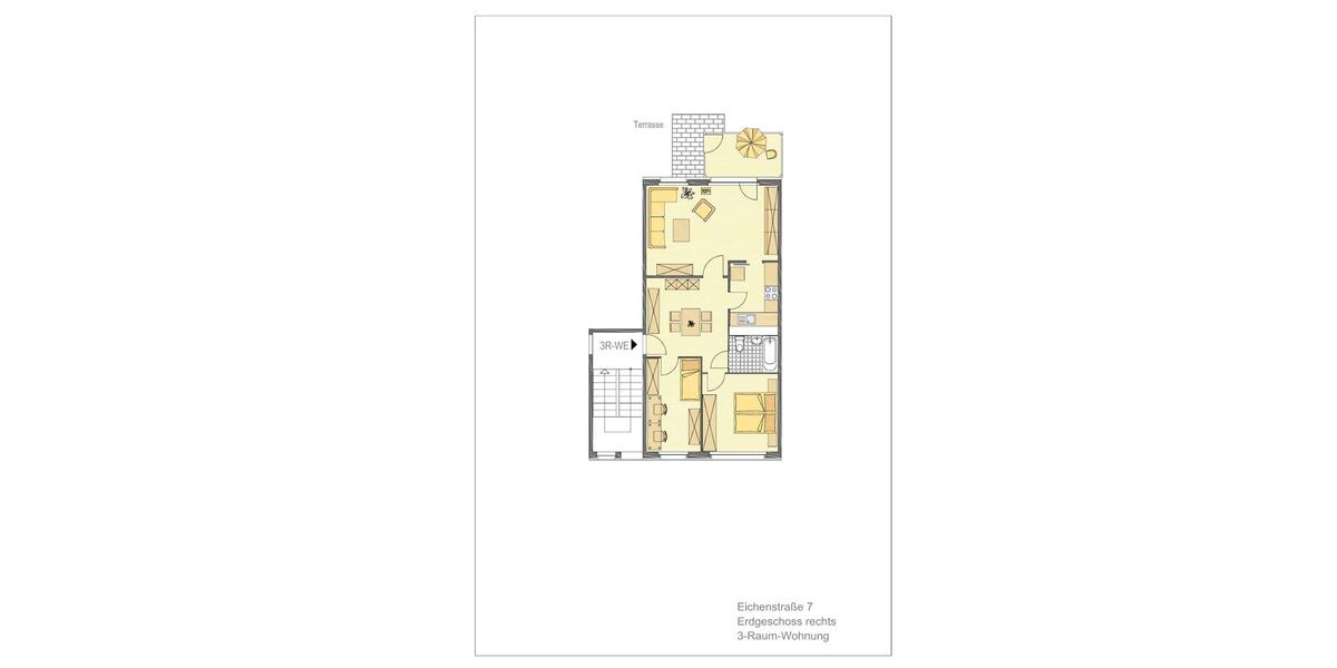 Etagenwohnung Gera Lusan - 3 Zimmer, 70 m&sup2;, 415&euro; | Angebot:26266559