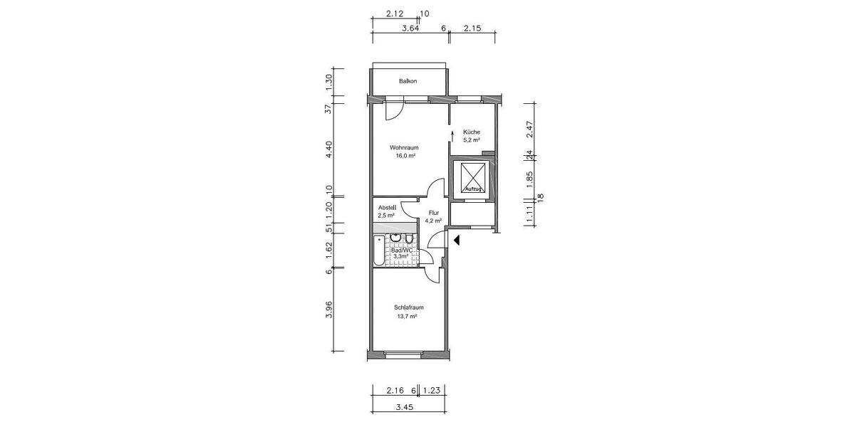 Etagenwohnung Gera Lusan - 2 Zimmer, 49 m&sup2;, 320&euro; | Angebot:26148449