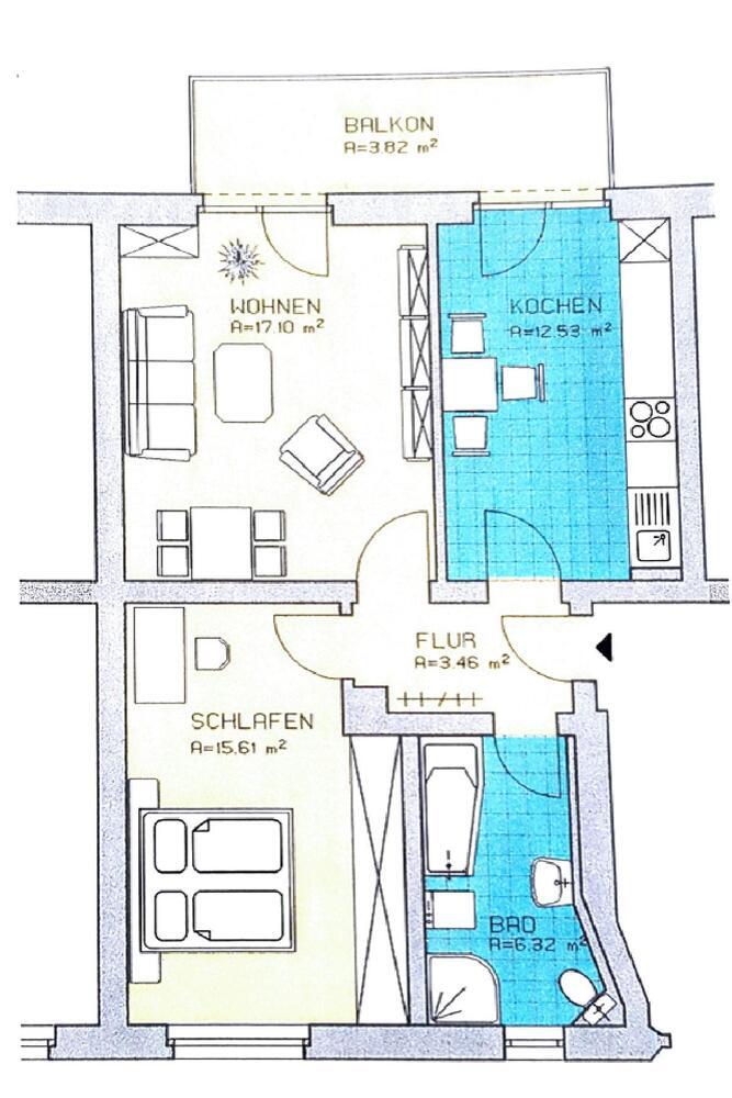 helle und kpl. sanierte ZweiZimmerwohnung im ruhigen grünen Umfeld