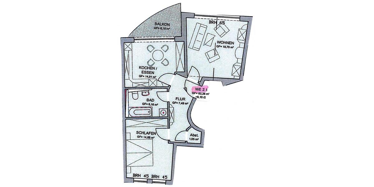 Etagenwohnung Altenburg - 2 Zimmer, 63 m&sup2;, 500&euro; | Angebot:26444042