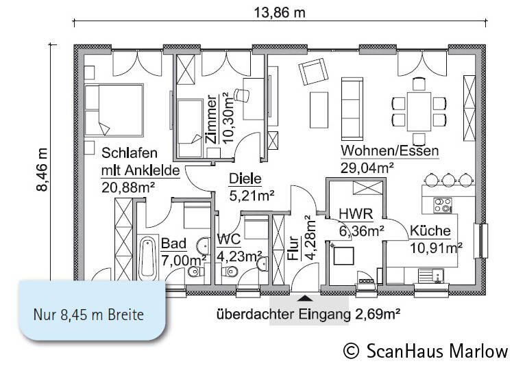 Bungalow Silbitz - 4 Zimmer, 100 m&sup2;, 352.360&euro; | Angebot:25738906