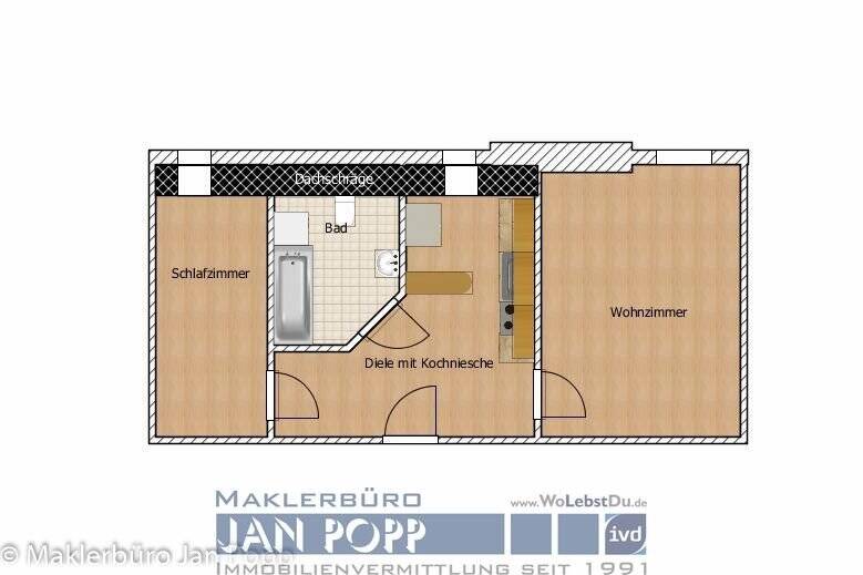 Kleine Wohnung im Einzeldenkmal und am Park 2 zimmer