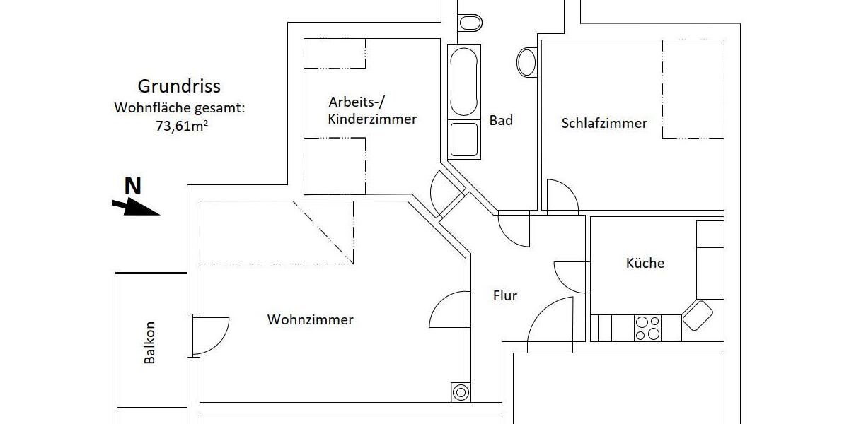 Etagenwohnung Zeulenroda-Triebes Triebes - 3 Zimmer, 74 m&sup2;, 450&euro; | Angebot:26202103