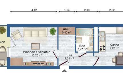 Gemütliche 1-Zimmer-Wohnung im HP mit Balkon und Dusche - Wohnung Schmölln | Angebot:25897911