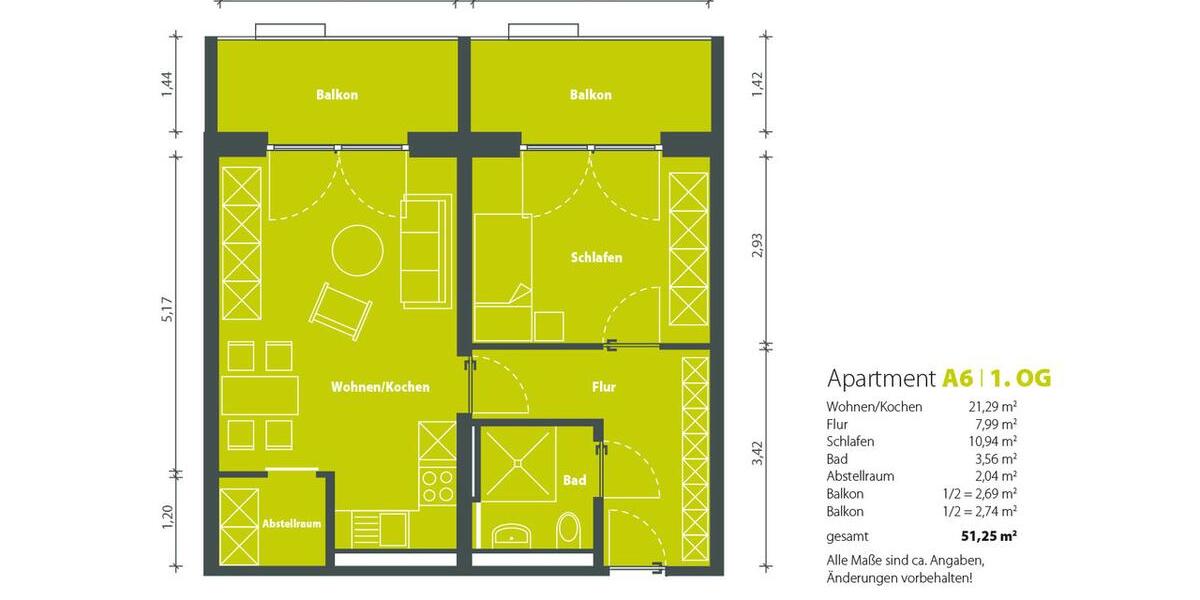 Etagenwohnung Gera Lusan - 2 Zimmer, 56 m&sup2;, 675&euro; | Angebot:23241304