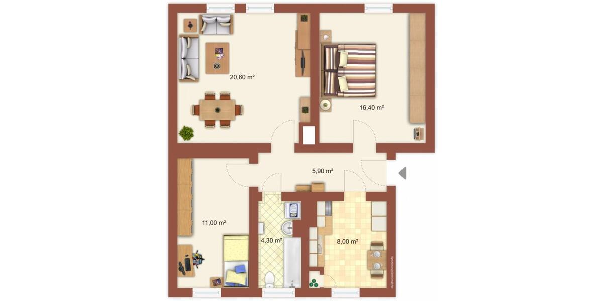Erdgeschoßwohnung Elsteraue - 3 Zimmer, 64 m&sup2;, 405&euro; | Angebot:24763681