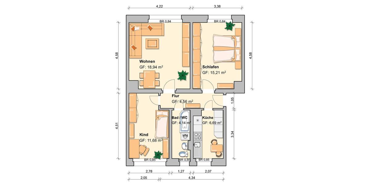 Etagenwohnung Werdau - 3 Zimmer, 59 m&sup2;, 340&euro; | Angebot:26006937