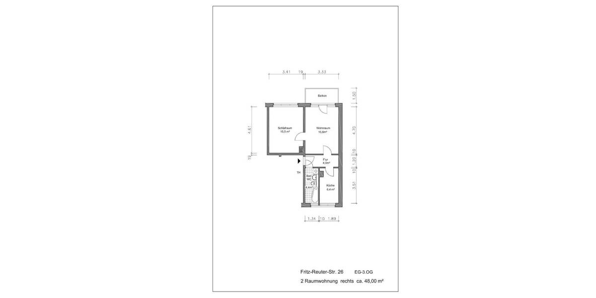 Etagenwohnung Gera Zwötzen - 2 Zimmer, 47 m&sup2;, 280&euro; | Angebot:26824941