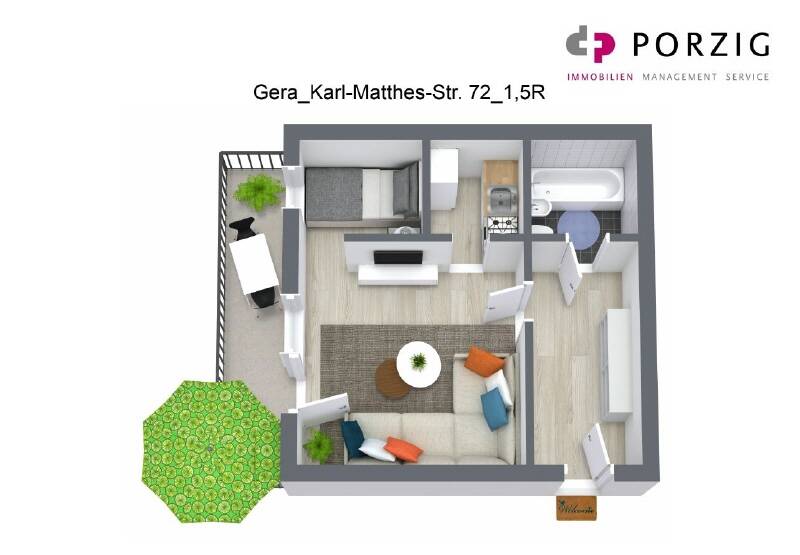 Etagenwohnung Gera Lusan - 1 Zimmer, 32 m&sup2;, 220&euro; | Angebot:26556320