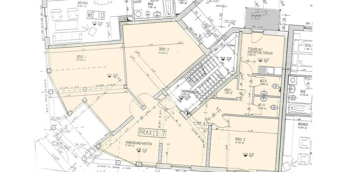 BüroPraxis in günstig gelegenem WGH, Neubau 1996, 1.OG, ca. 125 m², Balkon, Modernisierungsbedarf 3 zimmer