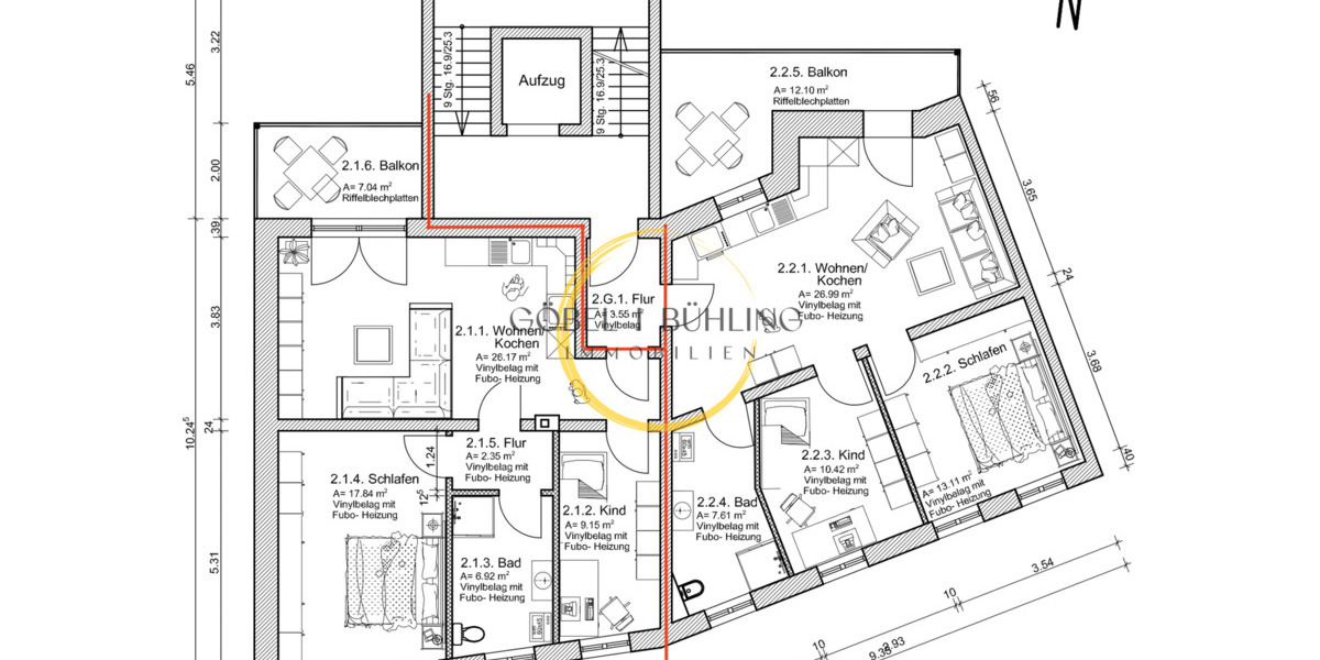 Etagenwohnung Gera Ostviertel - 3 Zimmer, 66 m&sup2;, 710&euro; | Angebot:26787390