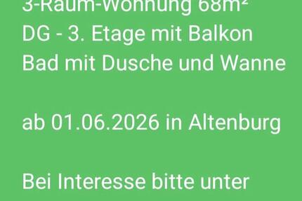Wohnung Altenburg - 2 Zimmer, 68 m&sup2;, 650&euro; | Angebot:25237466