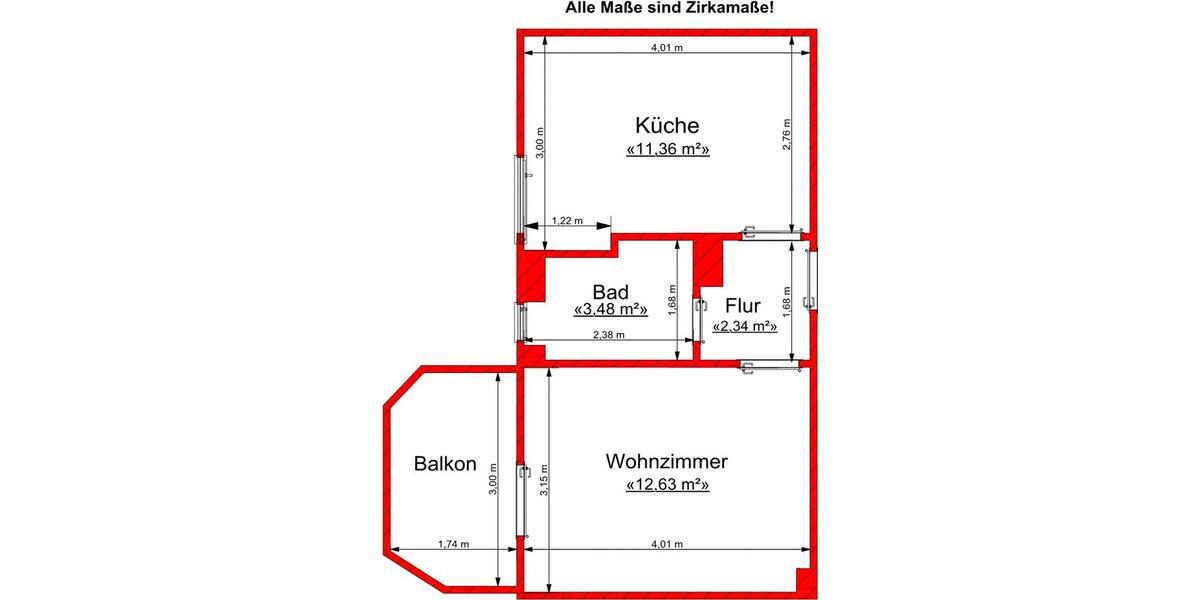 Etagenwohnung Gera - 1 Zimmer, 33 m&sup2;, 226&euro; | Angebot:26486655
