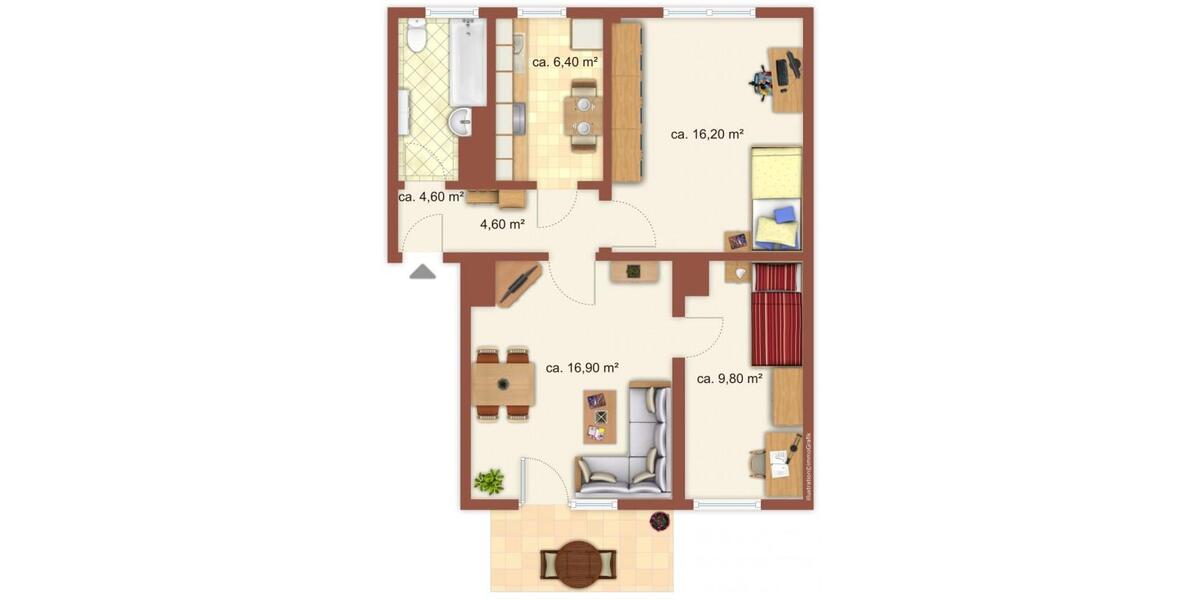 Erdgeschoßwohnung Zeitz - 3 Zimmer, 61 m&sup2;, 380&euro; | Angebot:26235242