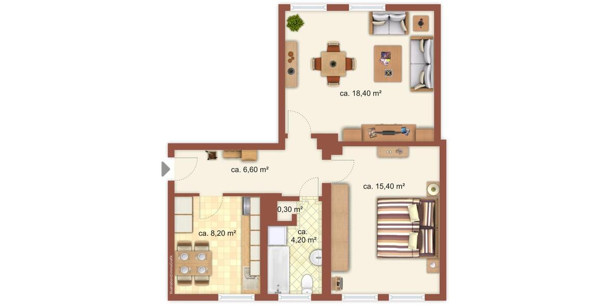 Etagenwohnung Zeitz - 2 Zimmer, 52 m&sup2;, 330&euro; | Angebot:25327035