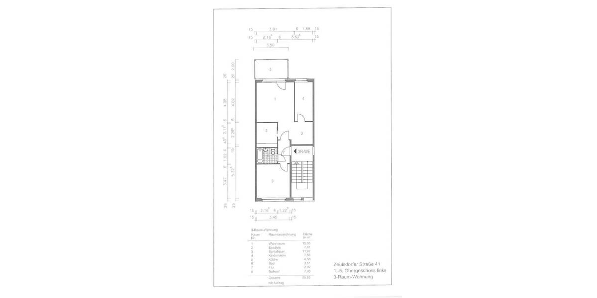 Etagenwohnung Gera Lusan - 3 Zimmer, 57 m&sup2;, 330&euro; | Angebot:26542766