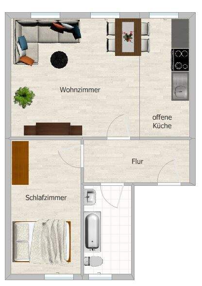 Etagenwohnung Crimmitschau - 2 Zimmer, 48 m&sup2;, 288&euro; | Angebot:26229212