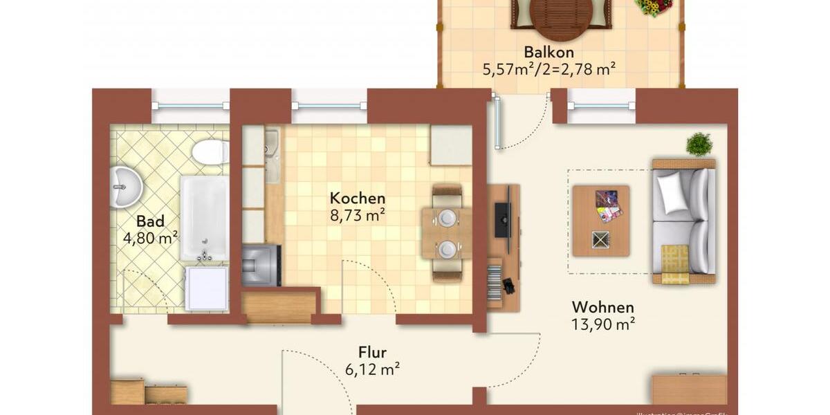 Erdgeschoßwohnung Zeitz Theißen - 1 Zimmer, 37 m&sup2;, 275&euro; | Angebot:23427042