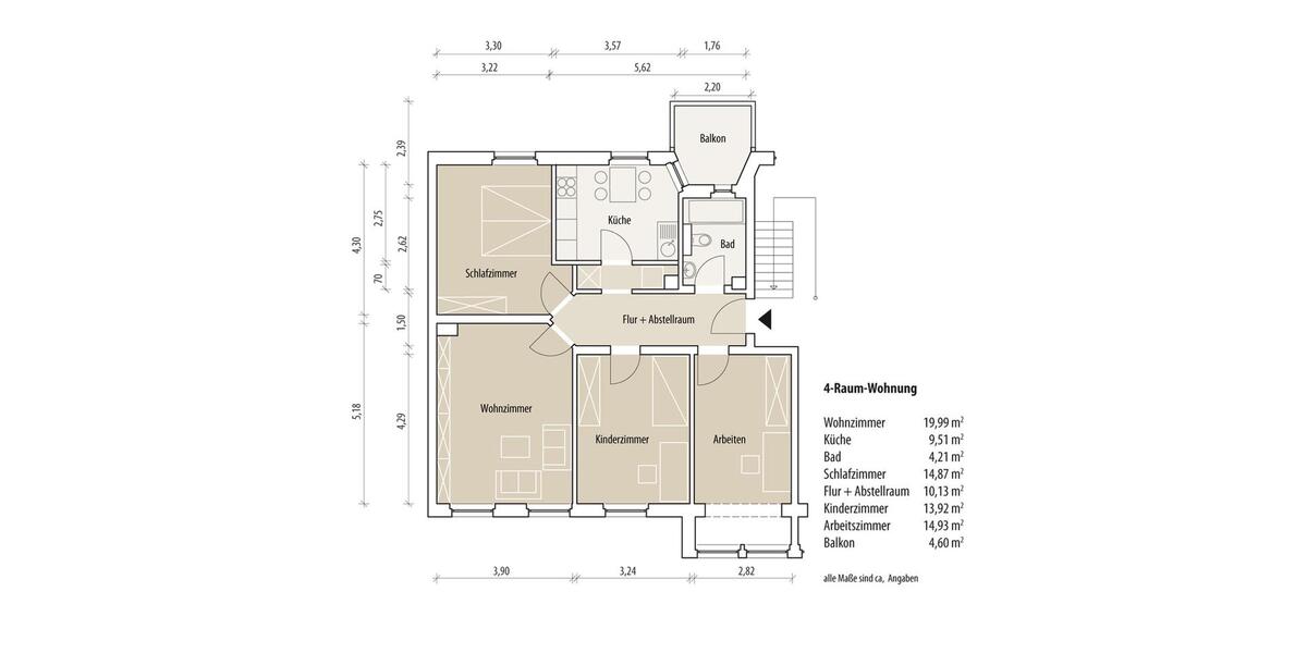 Etagenwohnung Gera Debschwitz - 4 Zimmer, 84 m&sup2;, 715&euro; | Angebot:25984851