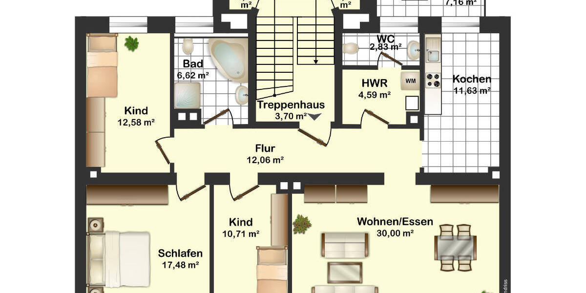 Etagenwohnung Altenburg - 4 Zimmer, 112 m&sup2;, 124.000&euro; | Angebot:25691504