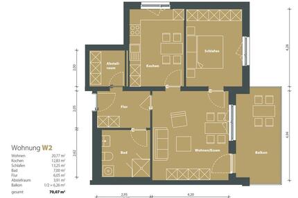 Wohnung Gera Lusan - 2 Zimmer, 70 m&sup2;, 981&euro; | Angebot:25472408