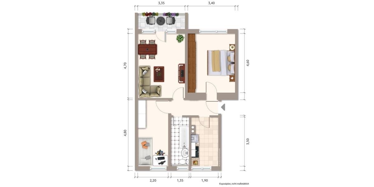 Etagenwohnung Ronneburg - 3 Zimmer, 60 m&sup2;, 317&euro; | Angebot:26252792