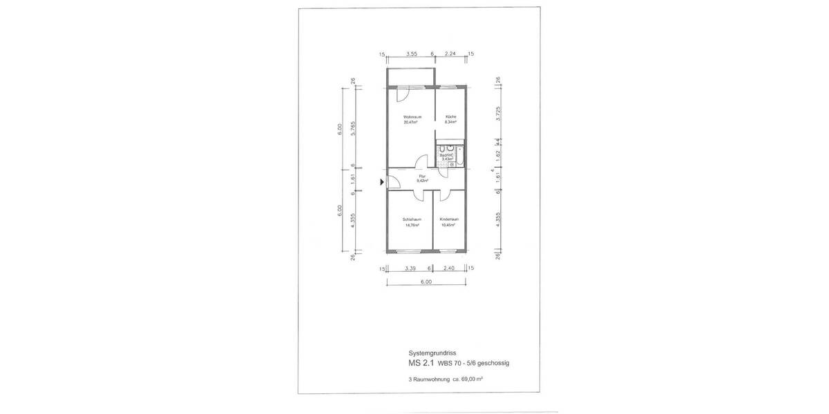 Etagenwohnung Gera Lusan - 3 Zimmer, 68 m&sup2;, 380&euro; | Angebot:26833433