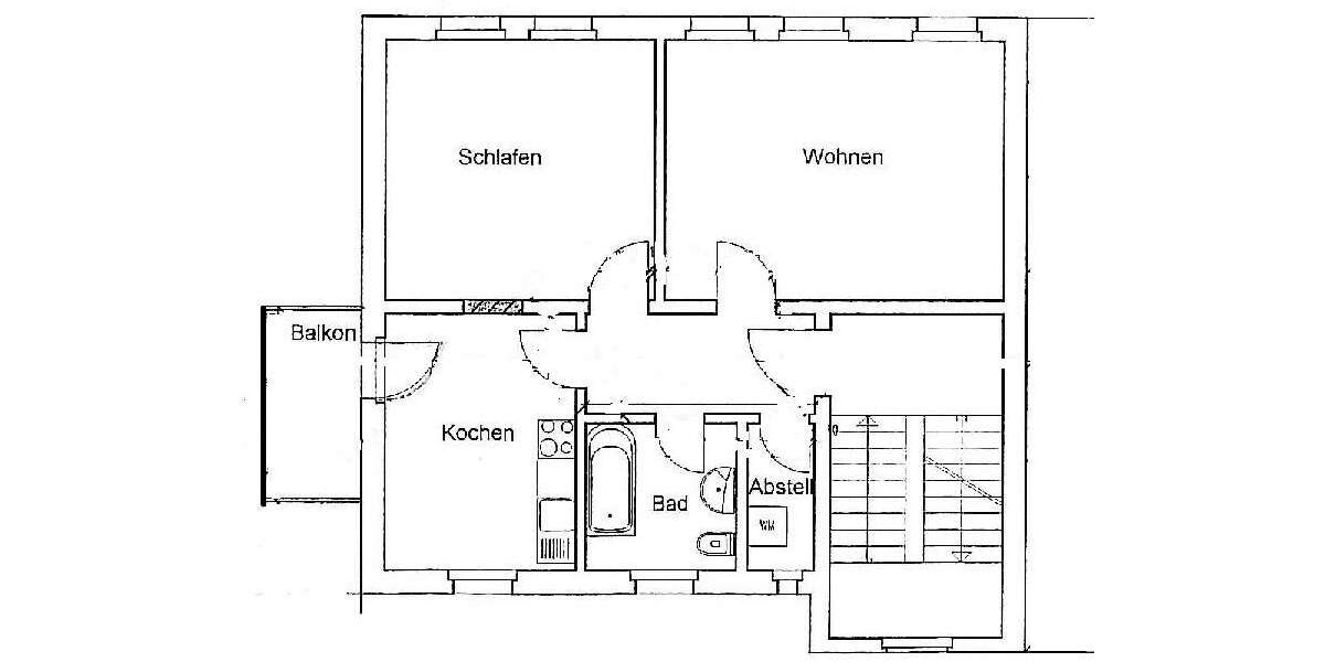 2-Zimmer-Wohnung mit BALKON, große Küche, Badewanne - frisch renoviert 2 zimmer