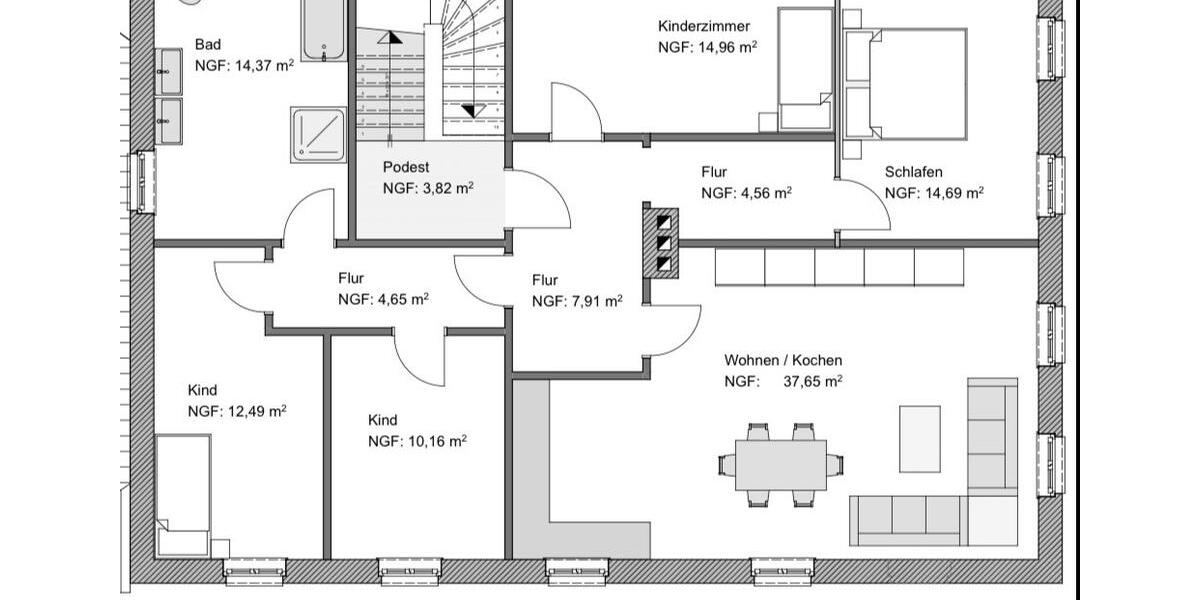 Etagenwohnung Heideland - 5 Zimmer, 121 m&sup2;, 1.020&euro; | Angebot:25310133