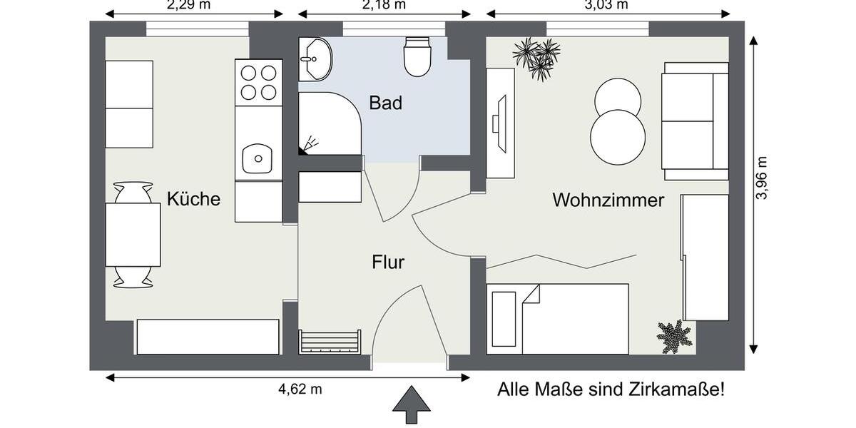Etagenwohnung Gera Lusan - 1 Zimmer, 30 m&sup2;, 187&euro; | Angebot:26672949