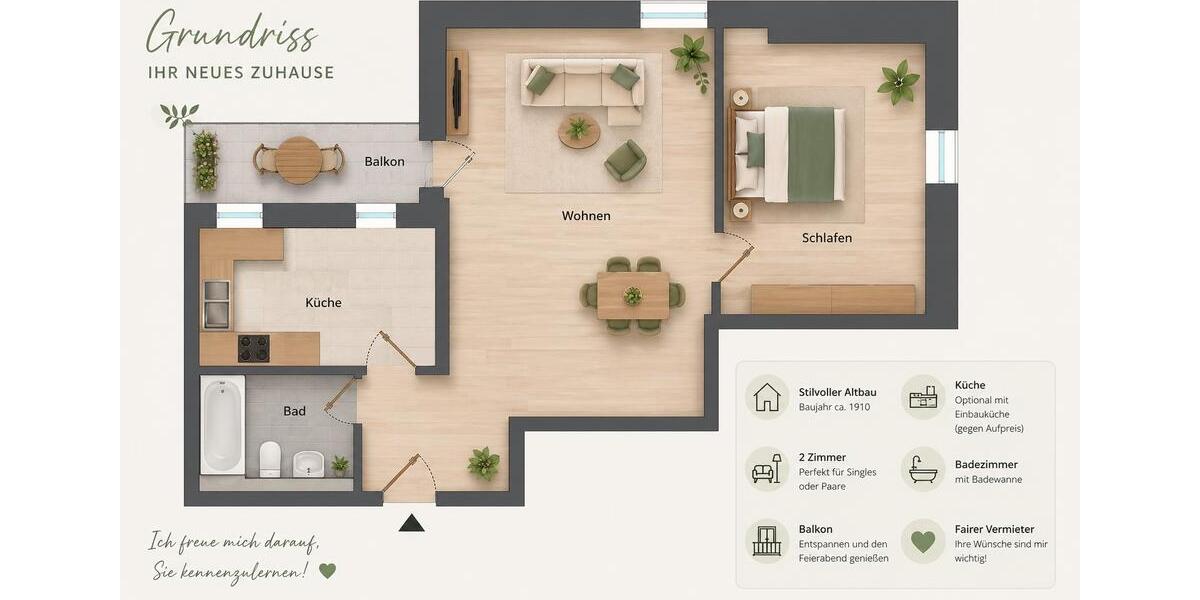 Dachgeschoßwohnung Gera Lusan - 2 Zimmer, 61 m&sup2;, 375&euro; | Angebot:26334851